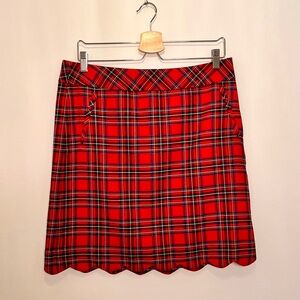 Talbots Women's Tartan Plaid Skirt 10P  Red Plaid Scalloped Skirt